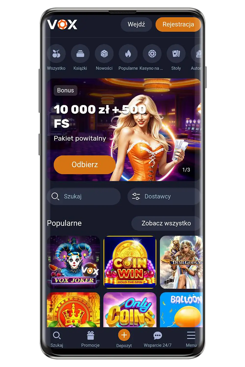 Zrzuty ekranu z oficjalnej strony internetowej Vox