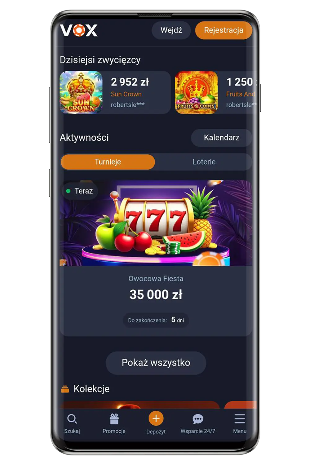 Zrzuty ekranu z oficjalnej strony internetowej Vox