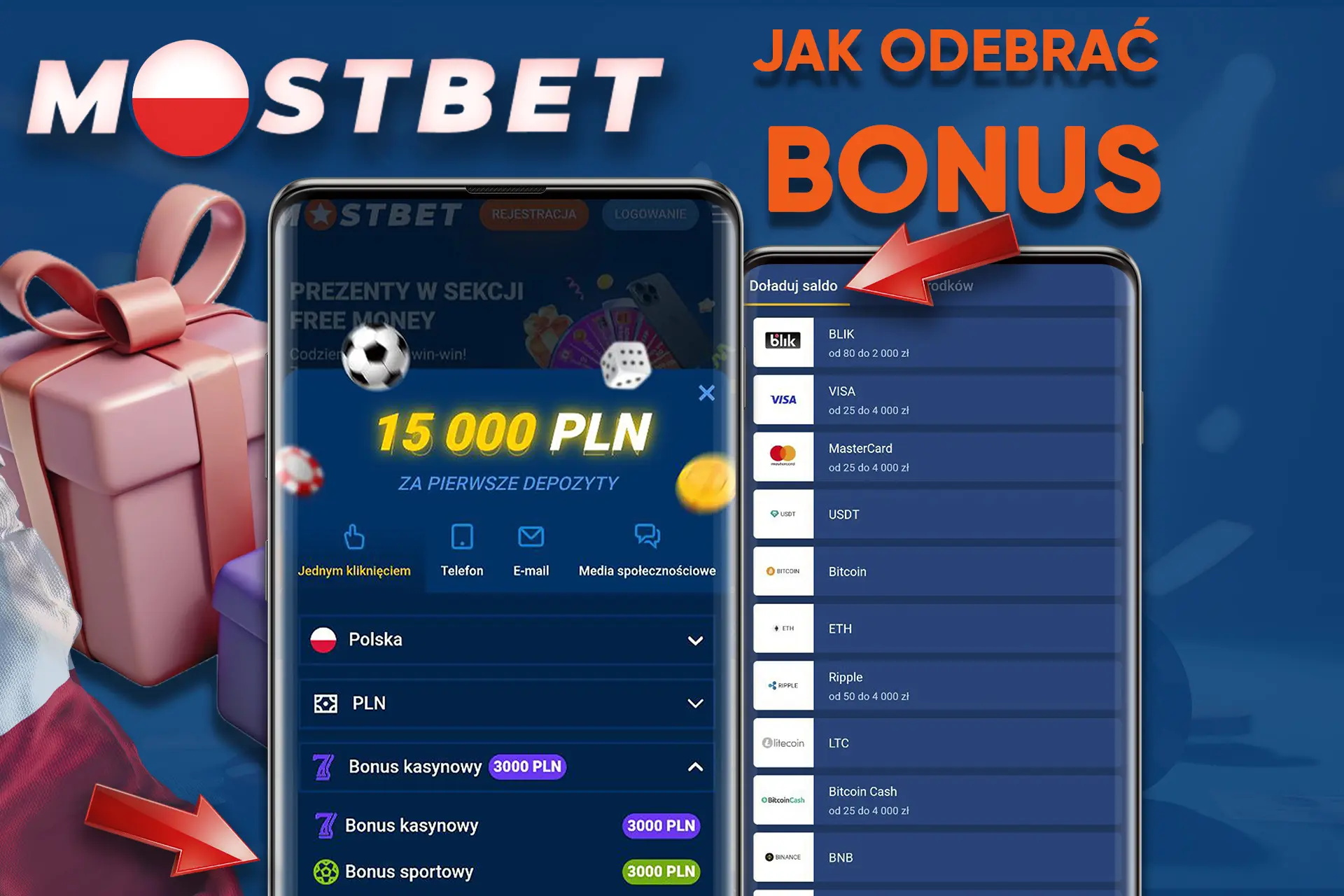 Zarejestruj się, wpisz kod promocyjny, wpłać depozyt i odbierz bonus