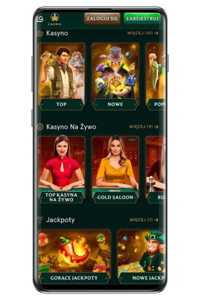 Kasyno Casinia na urządzeniu mobilnym