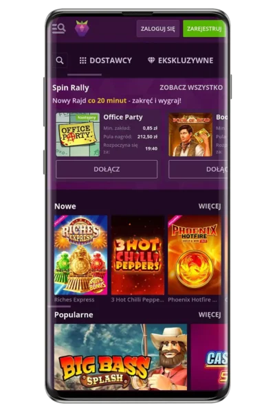 Kasyno Malina na urządzeniu mobilnym