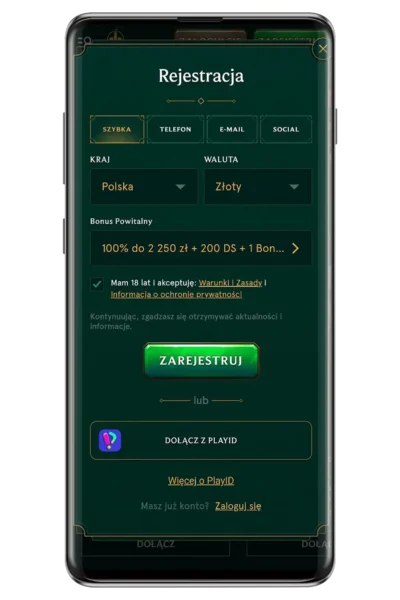 Kasyno Casinia na urządzeniu mobilnym