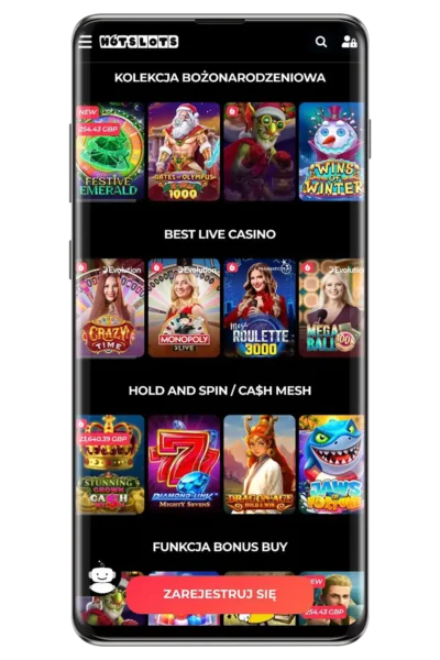Kasyno HotSlots na urządzeniu mobilnym